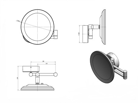 Зеркало косметическое Langberger черное поворотное с подсветкой 71585-3-BP