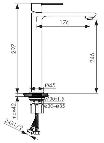 Смеситель KAISER 05411-9 Serio для раковины, черный матовый