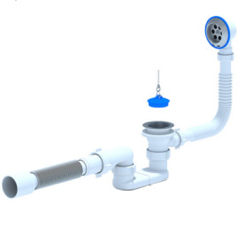 Сифон АНИ Пласт Е055 1-1/2" с выпуском и переливом тр. 40/50