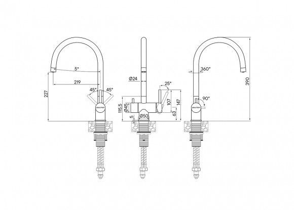Смеситель для кухни с краном для питьевой воды PAULMARK Heller He213218-SS