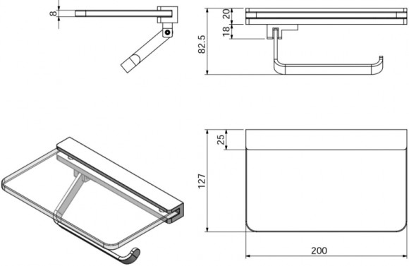 Бумагодержатель Langberger 32041B двойной со стеклянной полкой
