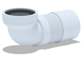 Удлинитель гибкий АНИ Пласт К712R для унитаза угол 90°, выпуск 110мм (250-520мм)