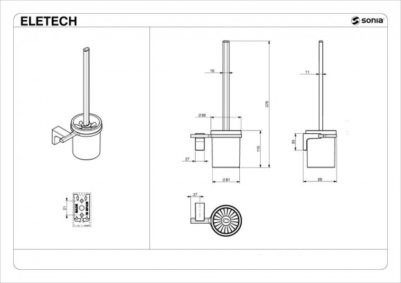 Ерш стекло к стене круглый Sonia 114221
