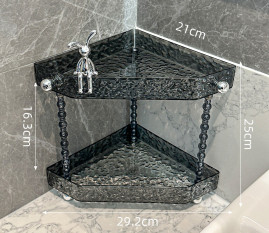 Угловой настольный органайзер черный 2 этажный YM6858