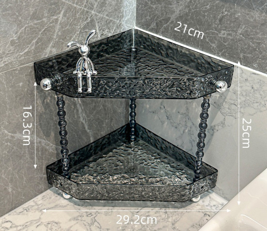 Угловой настольный органайзер черный 2 этажный YM6858