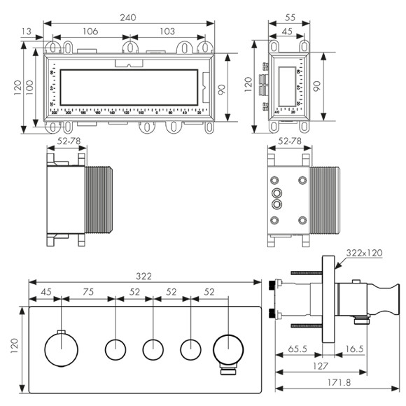 Смеситель KAISER 08677 Sano скрытого монтажа с термостатом