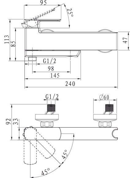 Смеситель KAISER 53022 Saga для ванны (картридж 6201)