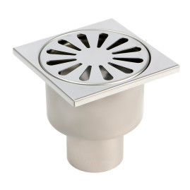 Трап TIM Ø50 с вертикал выпуском, решетка из нерж. стали  10х10