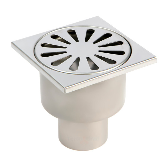 Трап TIM Ø50 с вертикал выпуском, решетка из нерж. стали 10х10