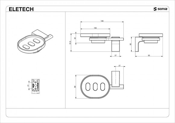 Мыльница Sonia 114078 к стене стекло