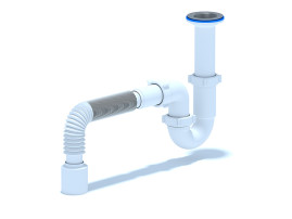 Сифон АНИ Пласт D0510 1 1/2"*40 прямоточный, с литым выпуском, с гибкой трубой 40*50