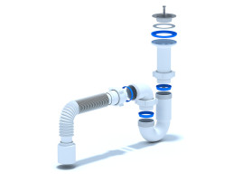 Сифон АНИ Пласт D0510 1 1/2"*40 прямоточный, с литым выпуском, с гибкой трубой 40*50