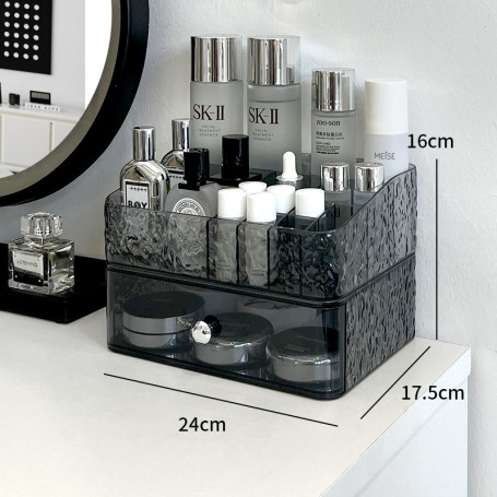 Органайзер для косметики двухэтажный выдвижной морозный черный YM6672-2-FBL