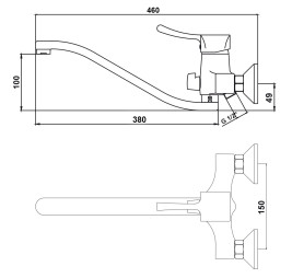 Смеситель KAISER 29055 Verona Betta для ванны, хром