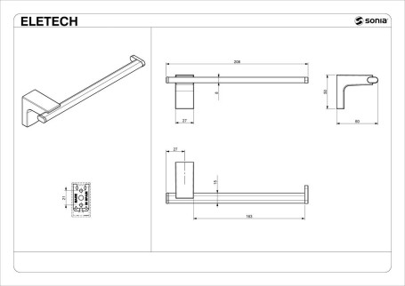 Полотенцедержатель открытый 20см Sonia 113897