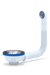 Выпуск АНИ Пласт N320S для мойки 3-1/2" Ø90мм с круглым вертикальным переливом