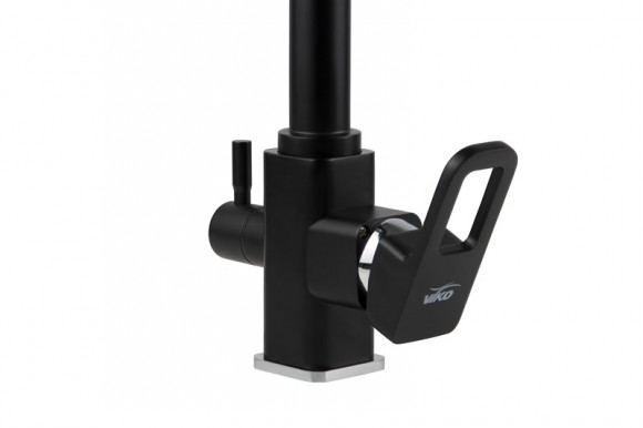 Смеситель VIKO V-5702 для кухни, картридж Ф35мм, под фильтр, латунь, с гайкой, Black matt