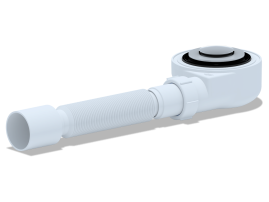 Сифон АНИ Пласт Е455CLS для душевого поддона 1½”*50 h 53мм, клик-клак, с гибкой трубой 375*40/50(сетка)