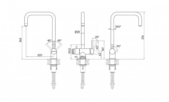 Смеситель для кухни с краном для питьевой воды PAULMARK Wetter We213030-GM