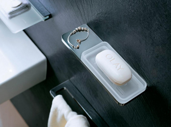 Держатель Langberger 32015B-01-00 двойной к стене с полкой (мыльница, стакан, диспенсер)