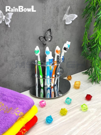 Держатель Rainbowl HOME 0039-8 на 5 зубных щеток + зубная паста настольный хром