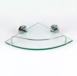 Полка Rainbowl LONG с ограничителем стекло (2243) хром угловая 