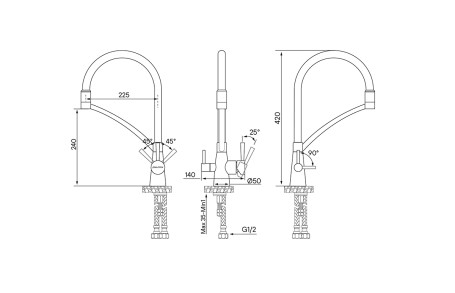 Смеситель для кухни с краном для питьевой воды PAULMARK Siegen 213111-418