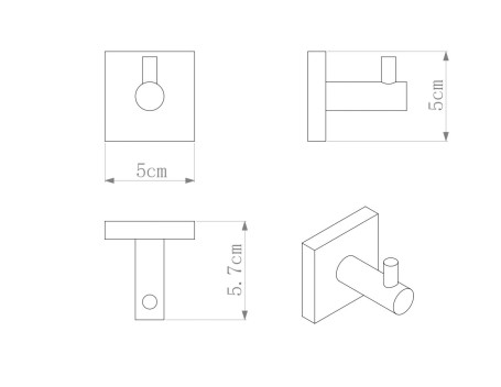 Крючок Rainbowl CUBE для ванной 2727-2BP одинарный чёрный матовый