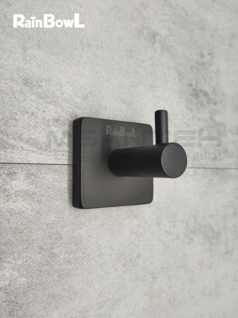 Крючок Rainbowl CUBE для ванной 2727-2BP одинарный чёрный матовый