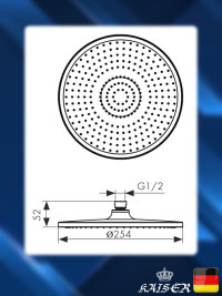 Душевая лейка KAISER SH-210 стационарная, пластик, Чёрный матовый, 1 режим