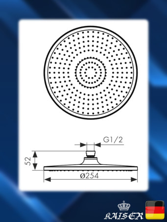 Душевая лейка KAISER SH-210 стационарная, пластик, Чёрный матовый, 1 режим