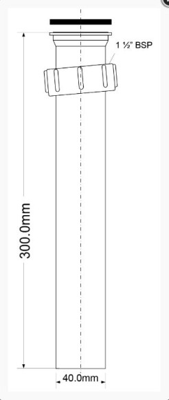 Вставка в сифон McAlpine AT7N-30 1"1/2 x 40 мм, высота 300 мм, пл.