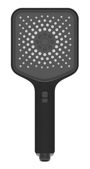 Душевая лейка KAISER SH-121 квадратная, пластик, 3 режима, 120х120х270 мм, Чёрный матовый