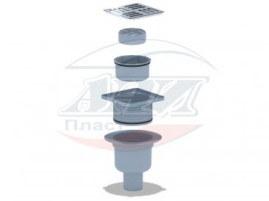 TQ5714 Трап АНИ верт. вып. 50,  рег. решеткой, н/сталь 12 х12, сухой