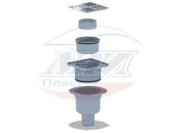 TQ5714 Трап АНИ верт. вып. 50, рег. решеткой, н/сталь 12 х12, сухой