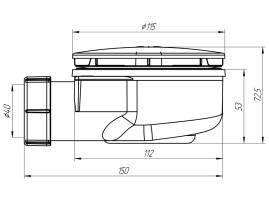 Сифон АНИ Пласт Е350VAL 1-1/2" * 90 для душ/поддона h 55 мм, металл