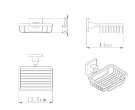 Мыльница Rainbowl CUBE "Решетка" для ванной 2724 квадратная настенная хром