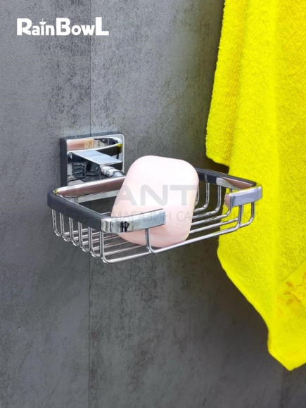 Мыльница Rainbowl CUBE "Решетка" для ванной 2724 квадратная настенная хром