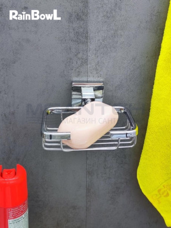 Мыльница Rainbowl CUBE "Решетка" для ванной 2724 квадратная настенная хром