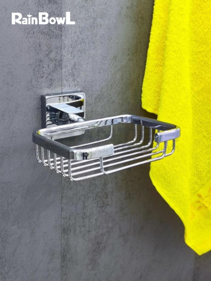 Мыльница Rainbowl CUBE "Решетка" для ванной 2724 квадратная настенная хром