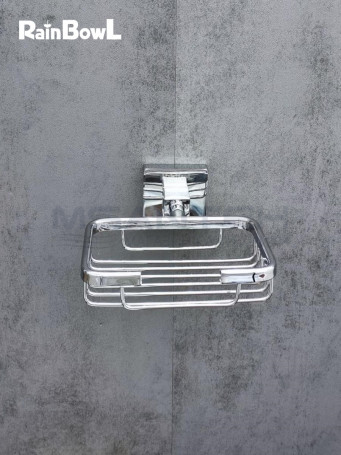 Мыльница Rainbowl CUBE "Решетка" для ванной 2724 квадратная настенная хром
