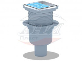 TQ5902 Трап АНИ ф50 верт. рег., с вып.из нерж., решетка 10 х10 сухой под плитку