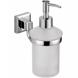 Дозатор VIKO V-151 Square для жидкого мыла, настенный, (латунь/стекло) хром