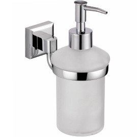 Дозатор VIKO V-151 Square для жидкого мыла, настенный, (латунь/стекло) хром