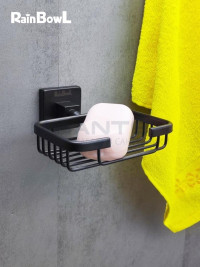 Мыльница Rainbowl CUBE "Решетка" для ванной 2724-BP квадратная настенная чёрная матовая