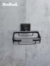 Мыльница Rainbowl CUBE "Решетка" для ванной 2724-BP квадратная настенная чёрная матовая