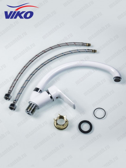 Смеситель VIKO V-4144 для кухни, белый/хром