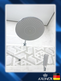 Душевая лейка KAISER SH-290 стационарная, круглая Ø254, хром / белый, 1 режим