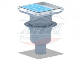 TQ5912 Трап АНИ ф50 верт. рег., с вып.из нерж., решетка 15 х15 сухой под плитку