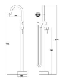 Смеситель KAISER 26182 Merkur для ванны напольный